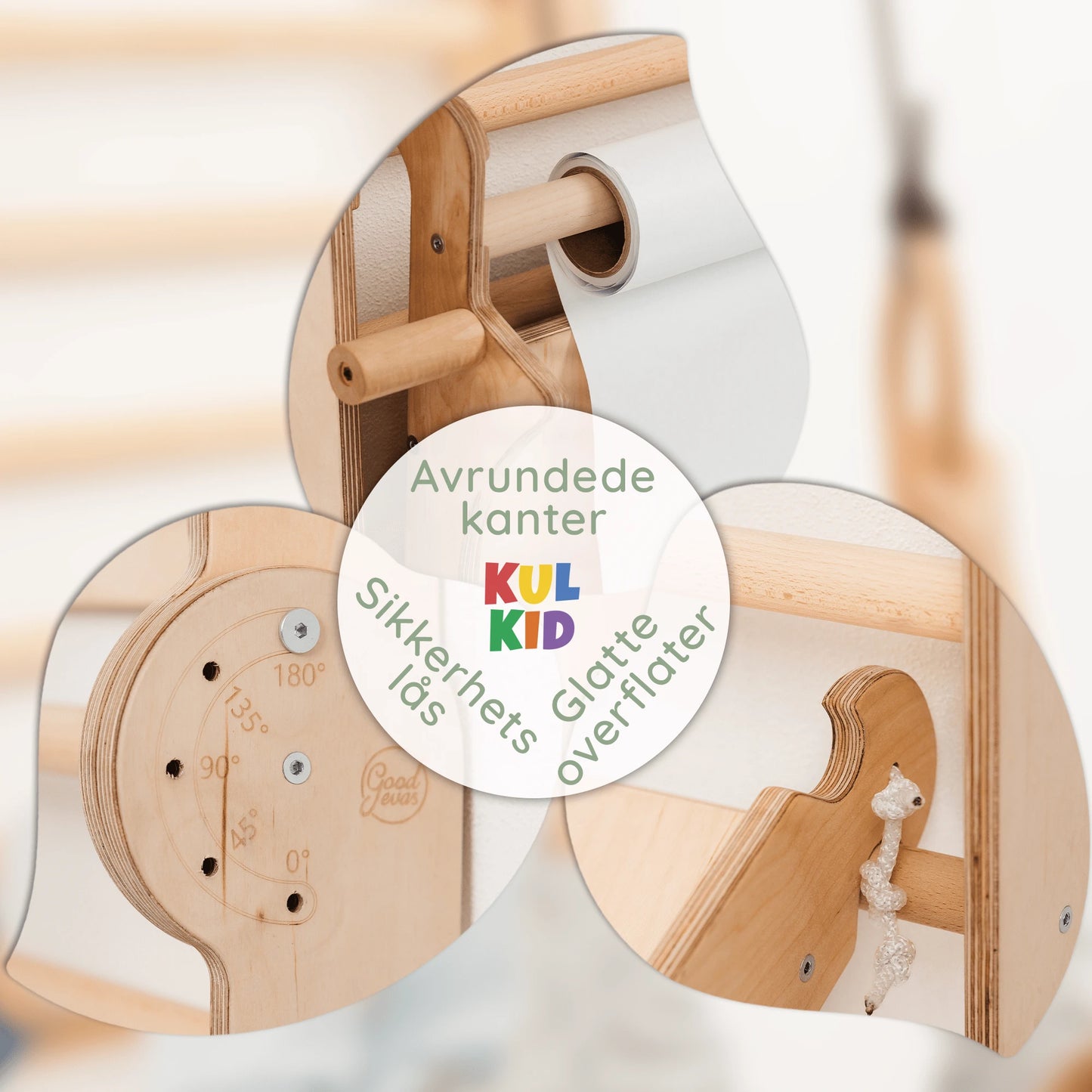 8-i-1 Klatrevegg for innendørs bruk – Beige