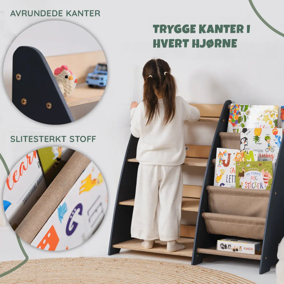 2-i-1 Montessori hylle for bøker og leker - detaljbilde 7 - KUL KID