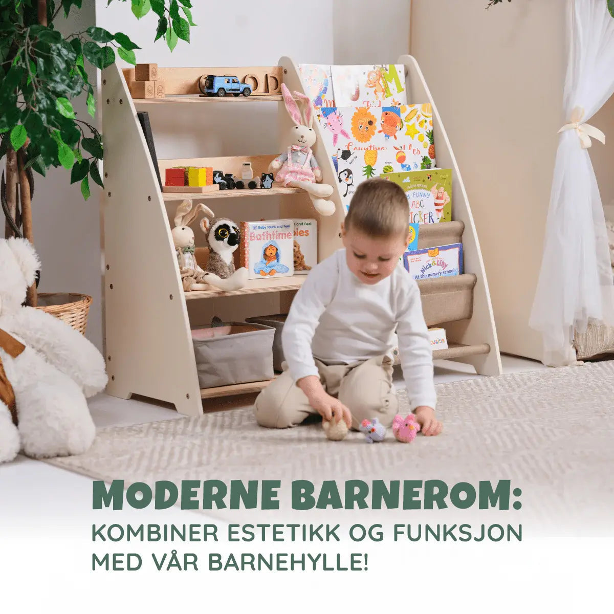 Detalj av Montessori-hylle – håndslipt bjørkefiner, giftfri overflate, CE-sertifisert