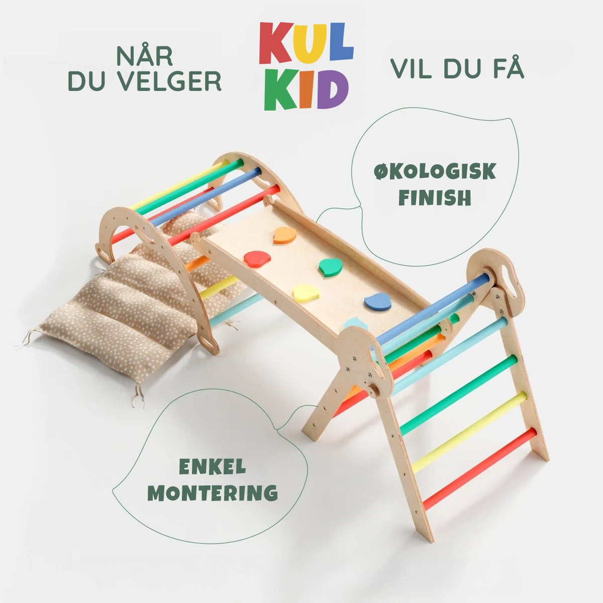 4-i-1 Montessori Klatrestativ – Regnbue (1-3 år) - detaljbilde 6 - KUL KID