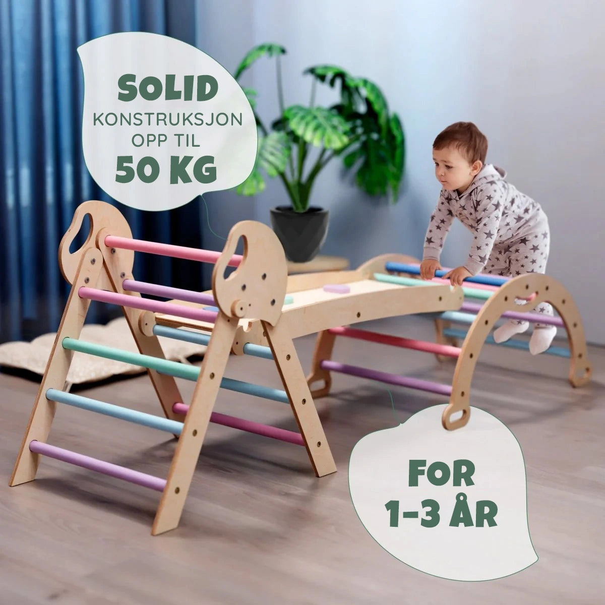 4-i-1 Montessori Klatrestativ – Pastell (1–3 år) - detaljbilde 11 - KUL KID