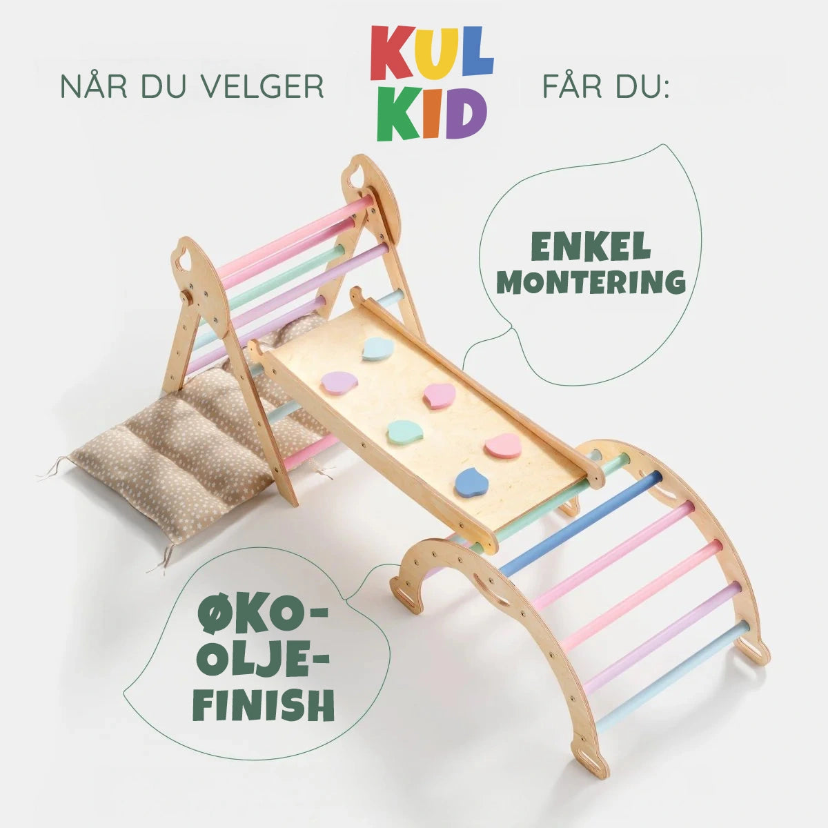 4-i-1 Montessori Klatrestativ – Pastell (1–3 år) - detaljbilde 6 - KUL KID