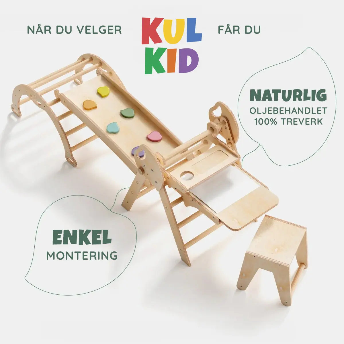 4-i-1 Montessori Klatrestativ med Kunsttavle (1-3 år) - detaljbilde 6 - KUL KID