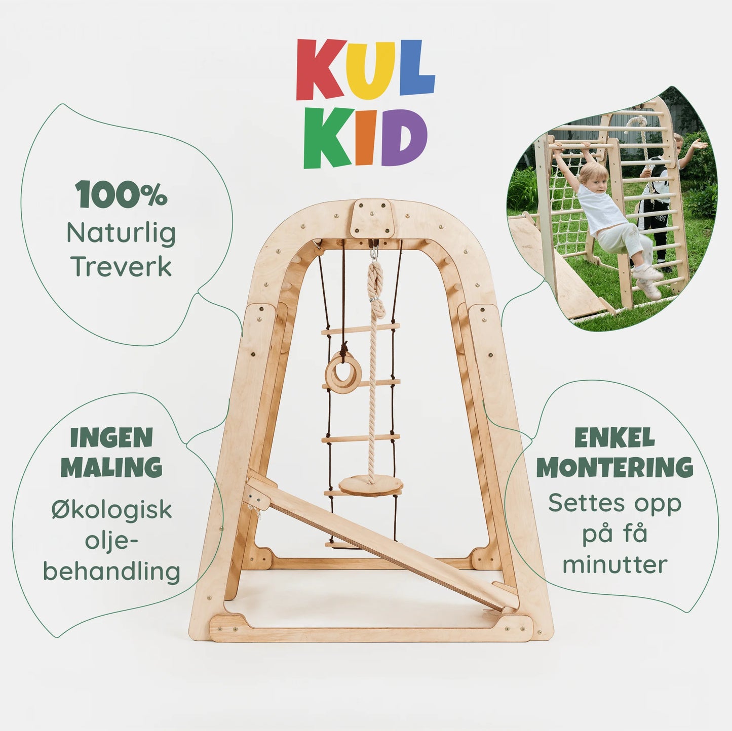 6-i-1 Innendørs Lekeplass i Tre