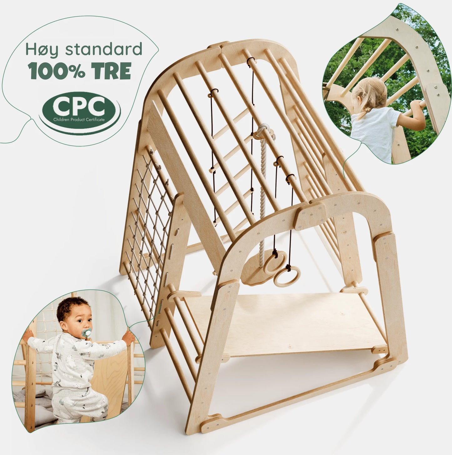 6-i-1 Innendørs Lekeplass i Tre