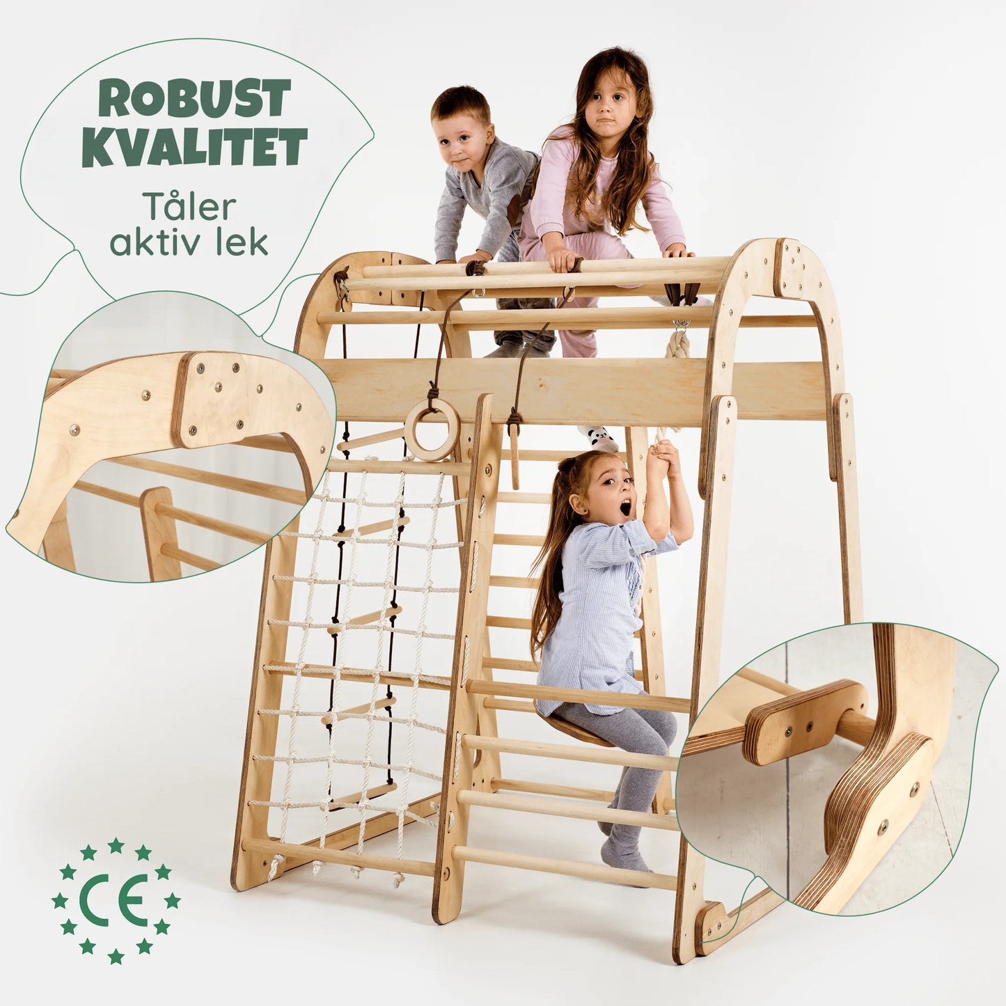 6-i-1 Innendørs Lekeplass i Tre