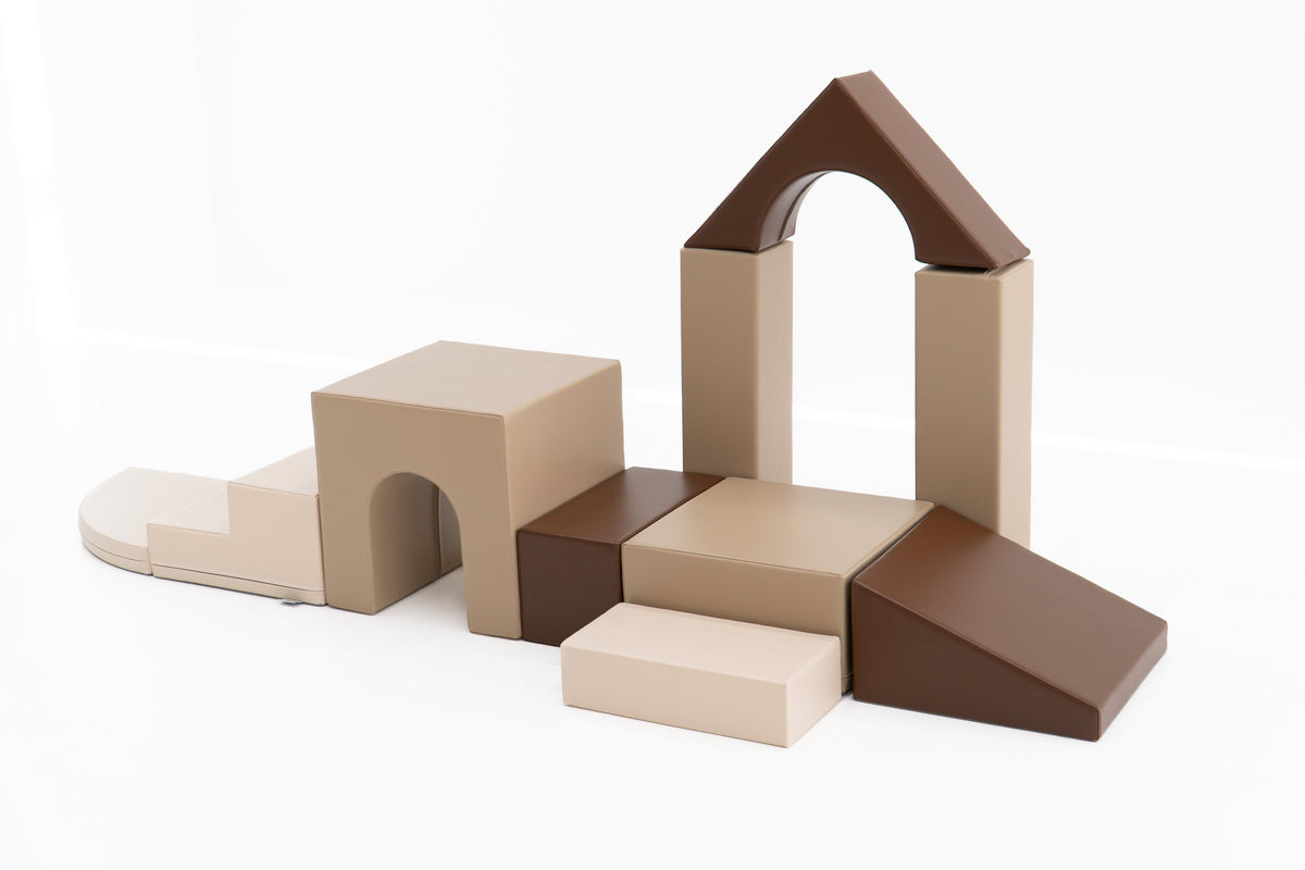 Bygge- og klatresett i skum - Alma (10 deler) – Nordic mix beige