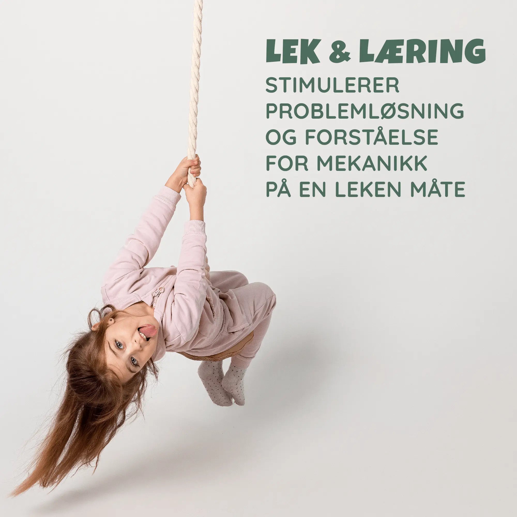 Barn svinger på tallerkenhuske i 3-i-1 klatresett – bomullstau, barn 3–9 år