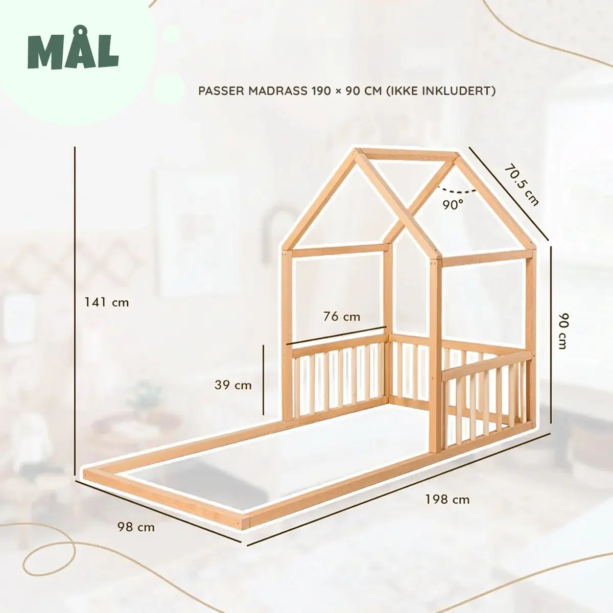 Montessori gulvseng (190 × 90 cm) - detaljbilde 6 - KUL KID
