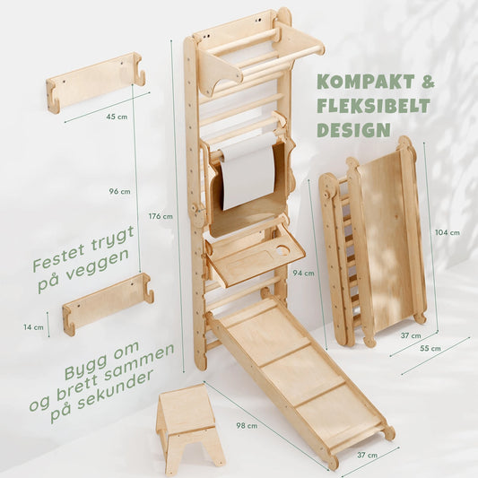 8-i-1 Klatrevegg for innendørs bruk – Beige