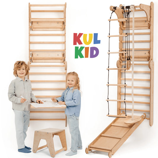 8-i-1 Klatrevegg for innendørs bruk – Beige