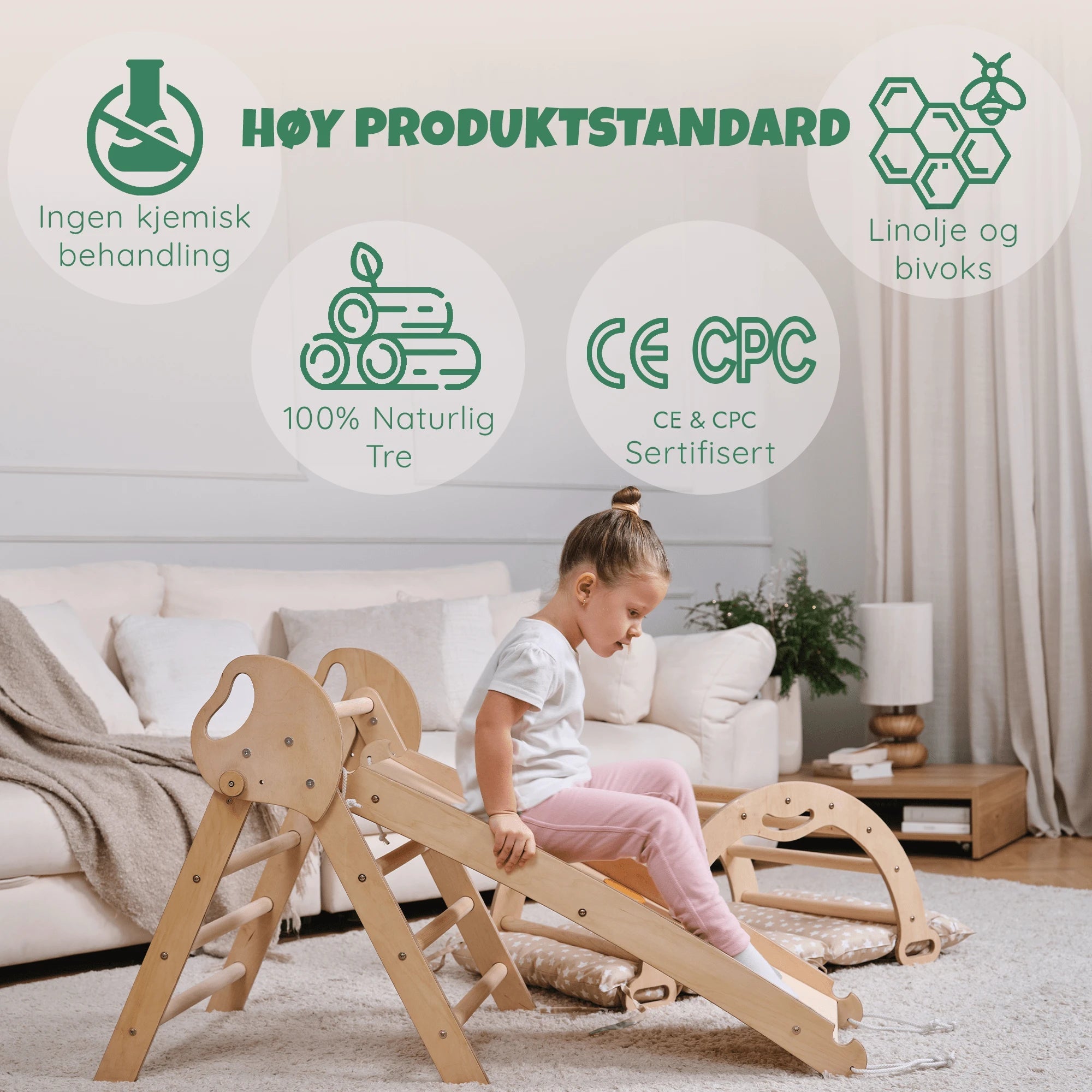 Montessori klatrestativ i naturlig tre – CE- og CPC-sertifisert, barnevennlige materialer